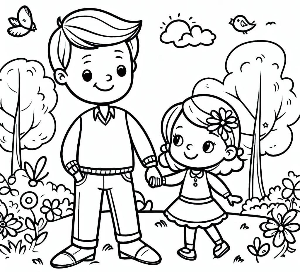 Daughter and dad coloring pages