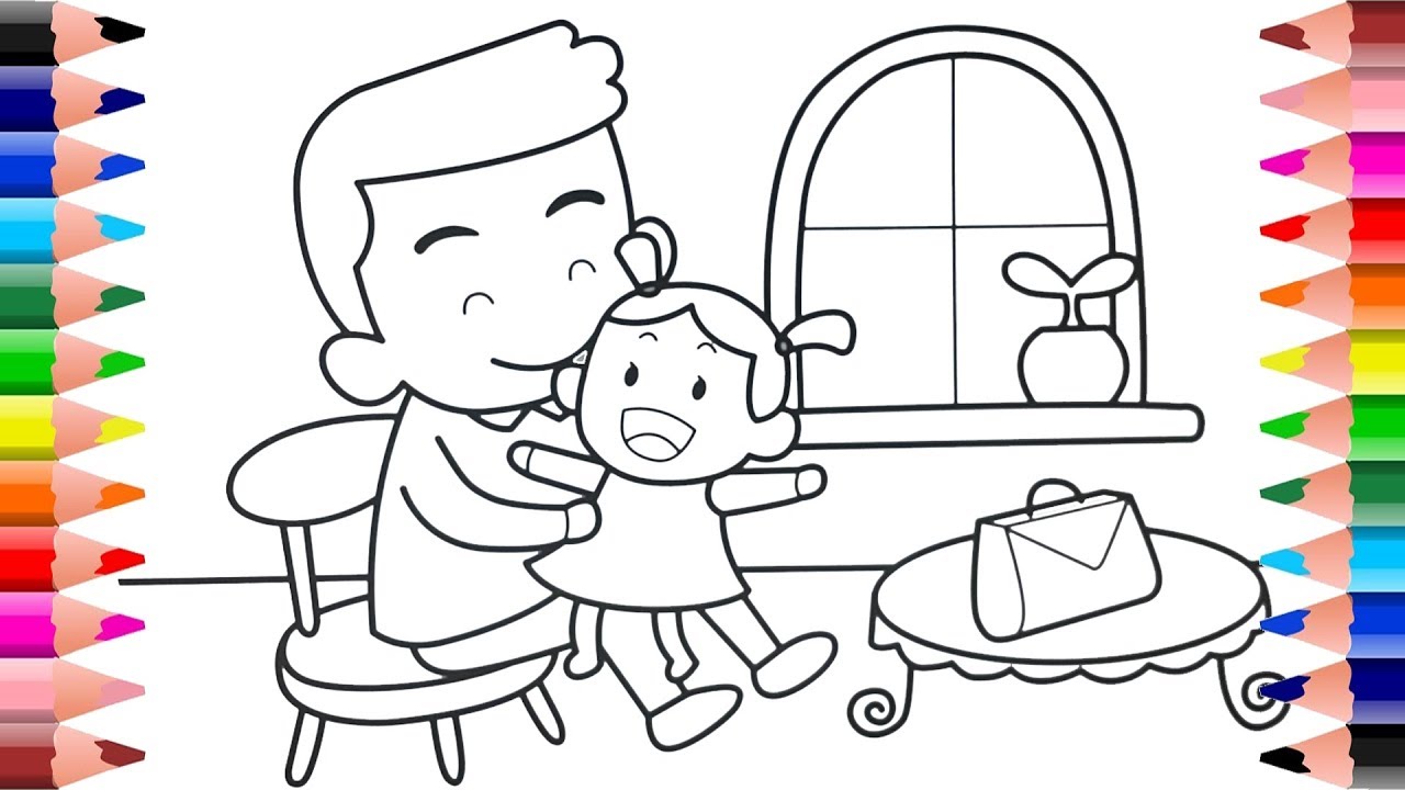 Father and daughter coloring pages