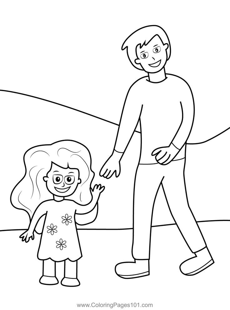 Happy daughter and father coloring page free kids coloring pages fathers day coloring page coloring pages