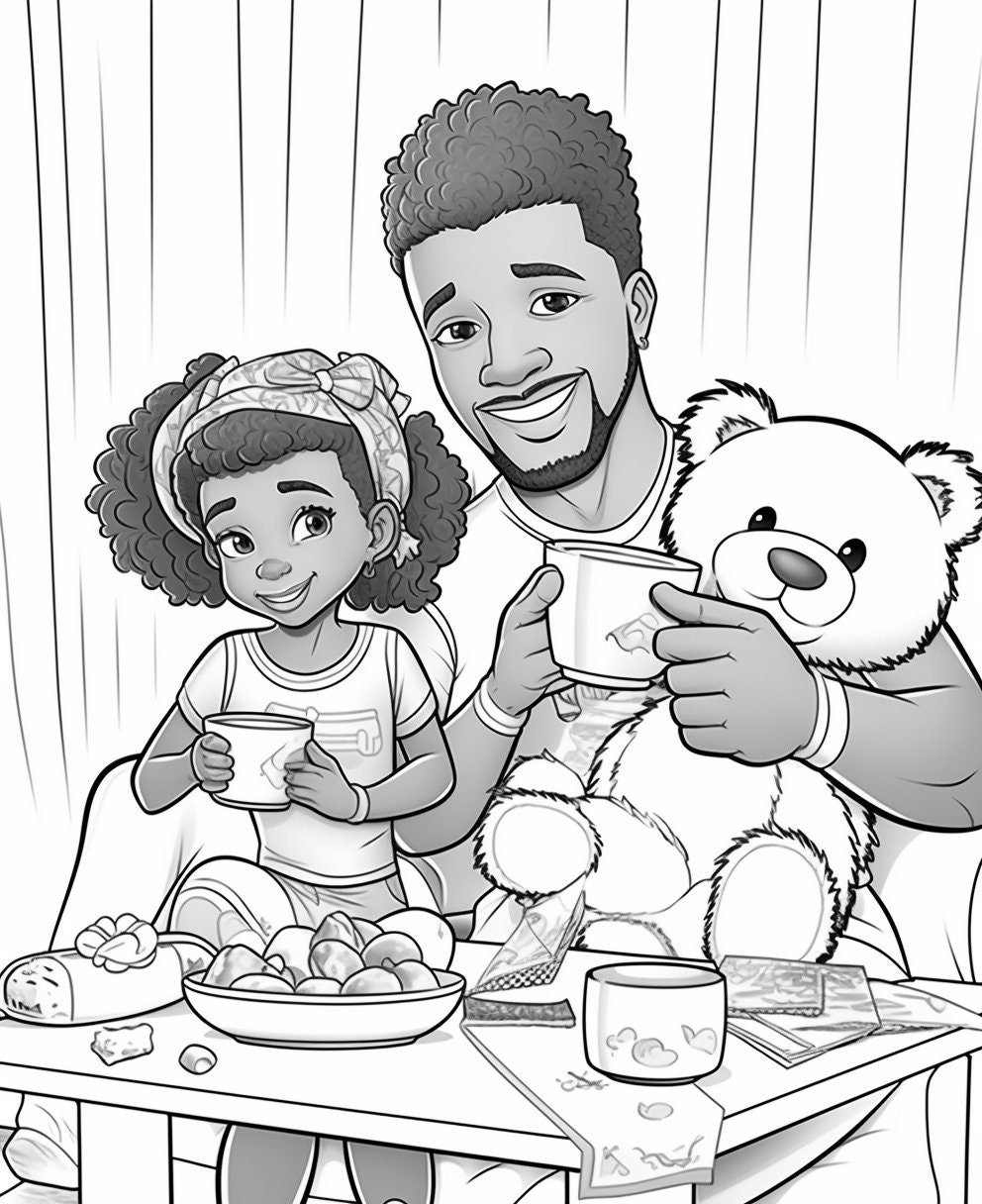 Father daughter coloring page instant download