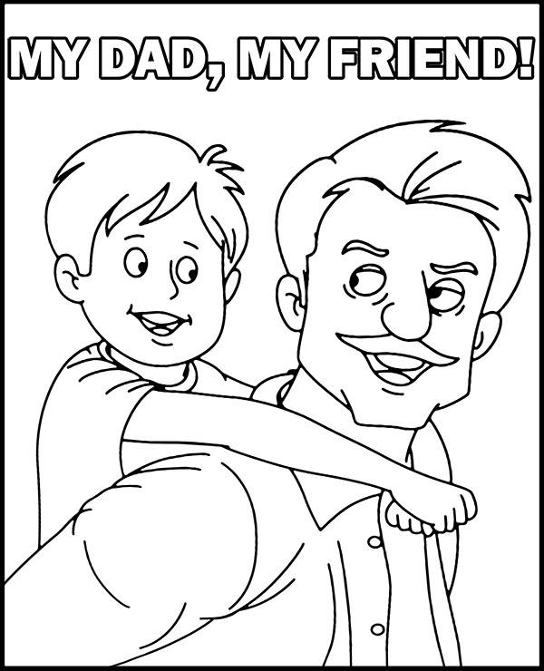 Father with son coloring sheet