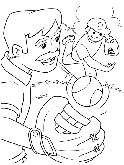 Father and son having a catch coloring page