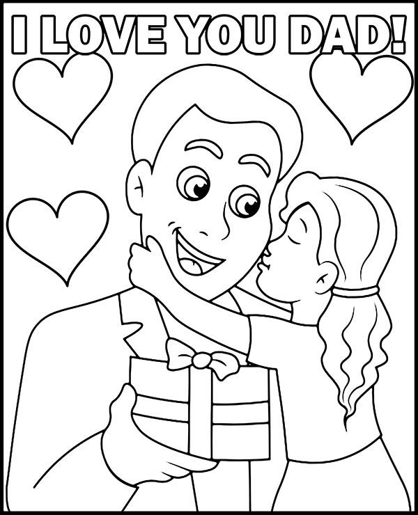 Father with daughter coloring page