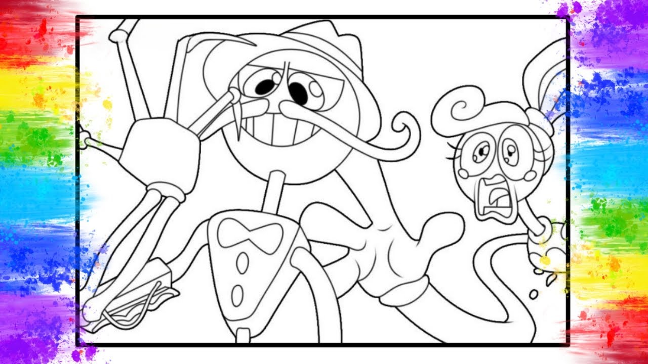Daddy long legs prototype and oy long legs coloring pages poppy playtie coloring pages