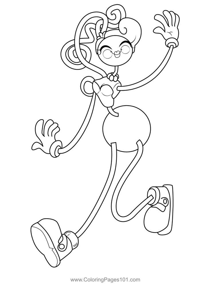 Mommy long legs smiling happily and waving poppy playtime coloring page coloring pages long legs poppies