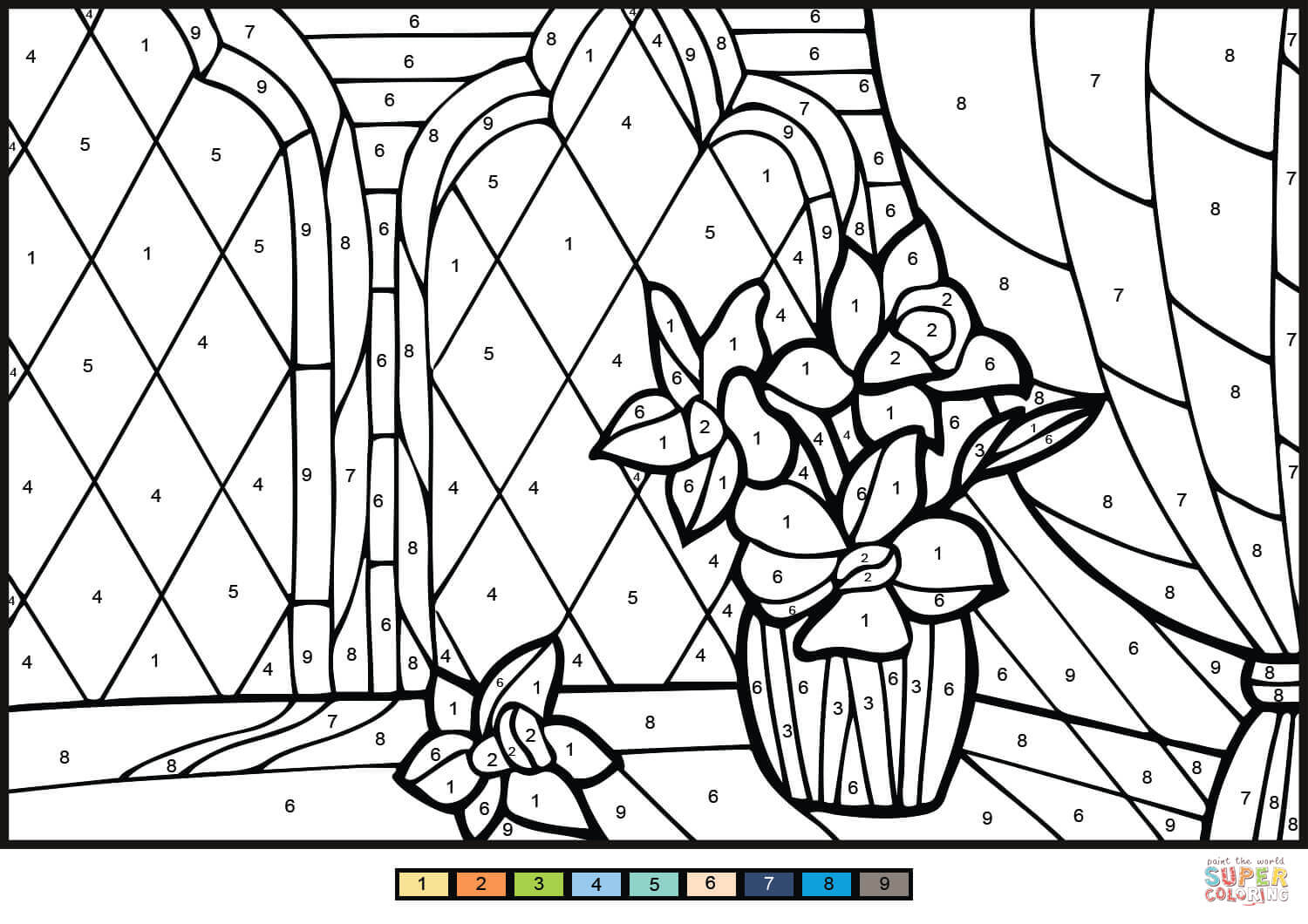 Daffodil color by number free printable coloring pages