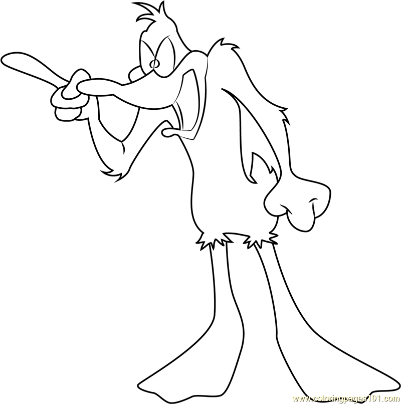 Daffy duck shouting coloring page for kids