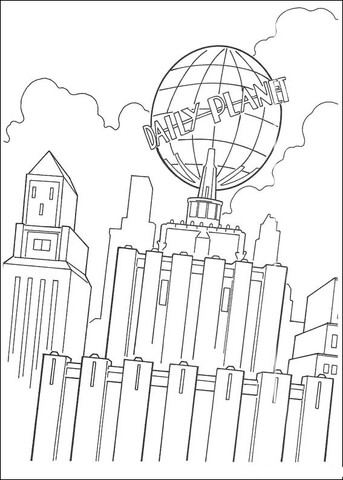 Building of the daily planet newspaper coloring page free printable coloring pages