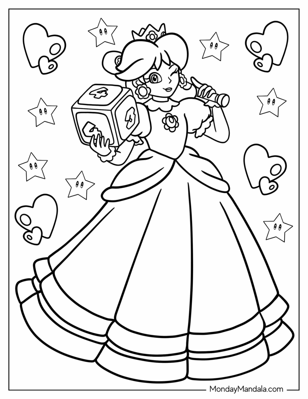 Princess daisy coloring pages free pdf printables