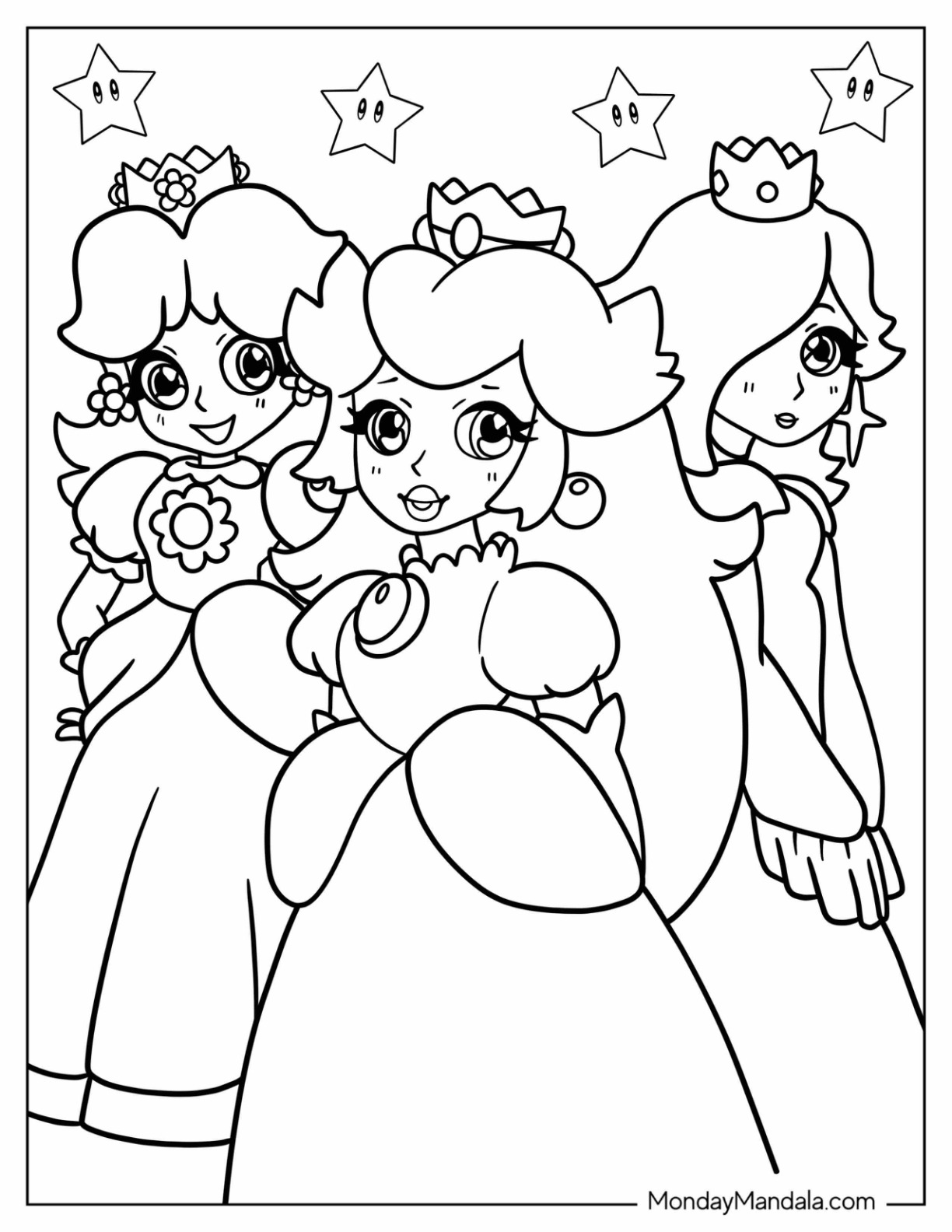 Princess daisy coloring pages free pdf printables