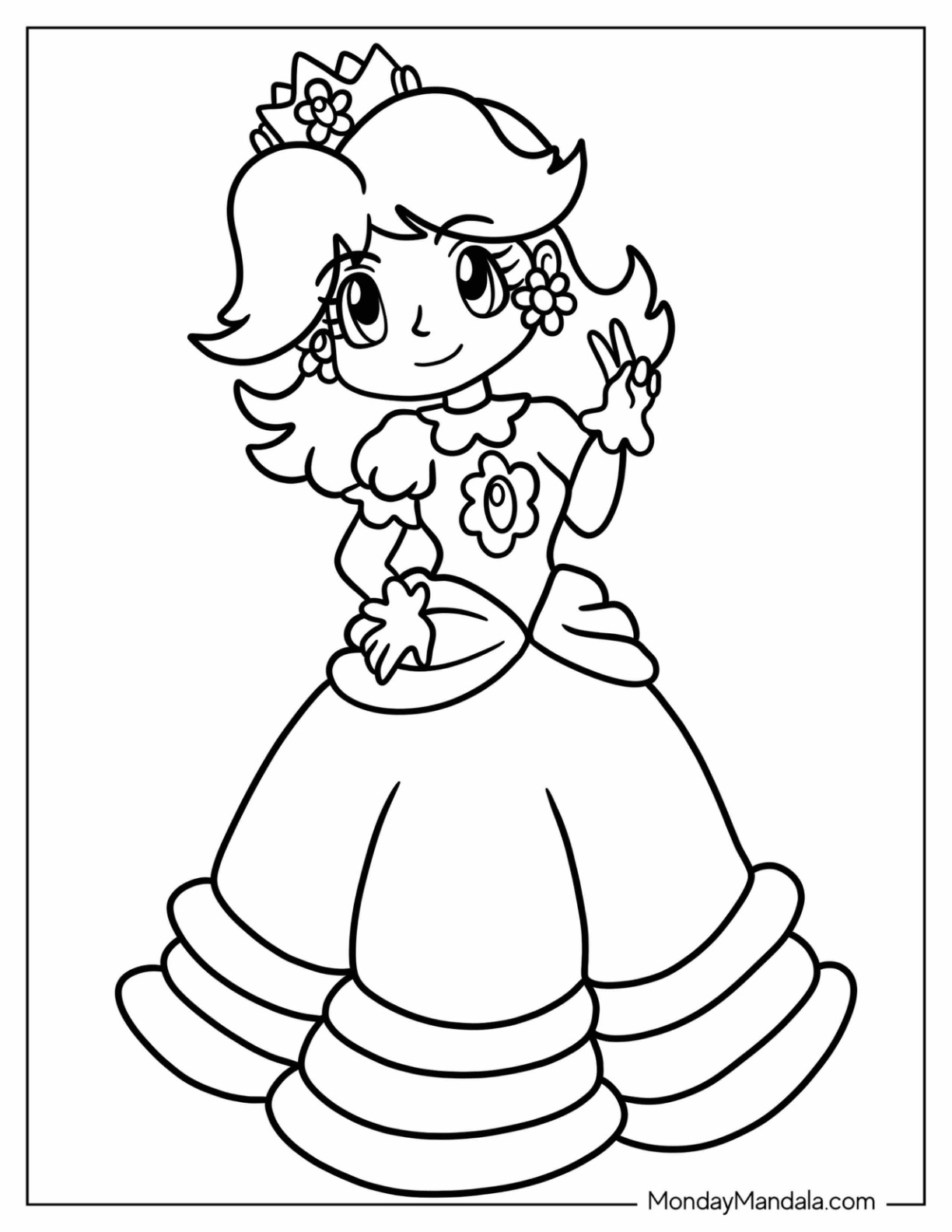 Princess daisy coloring pages free pdf printables