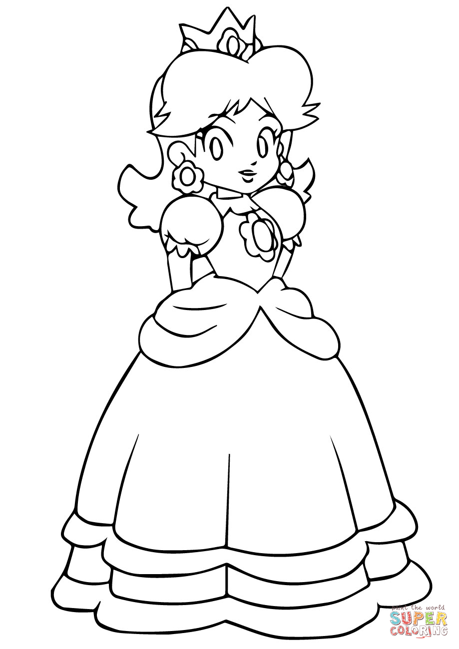 Mario daisy coloring page free printable coloring pages