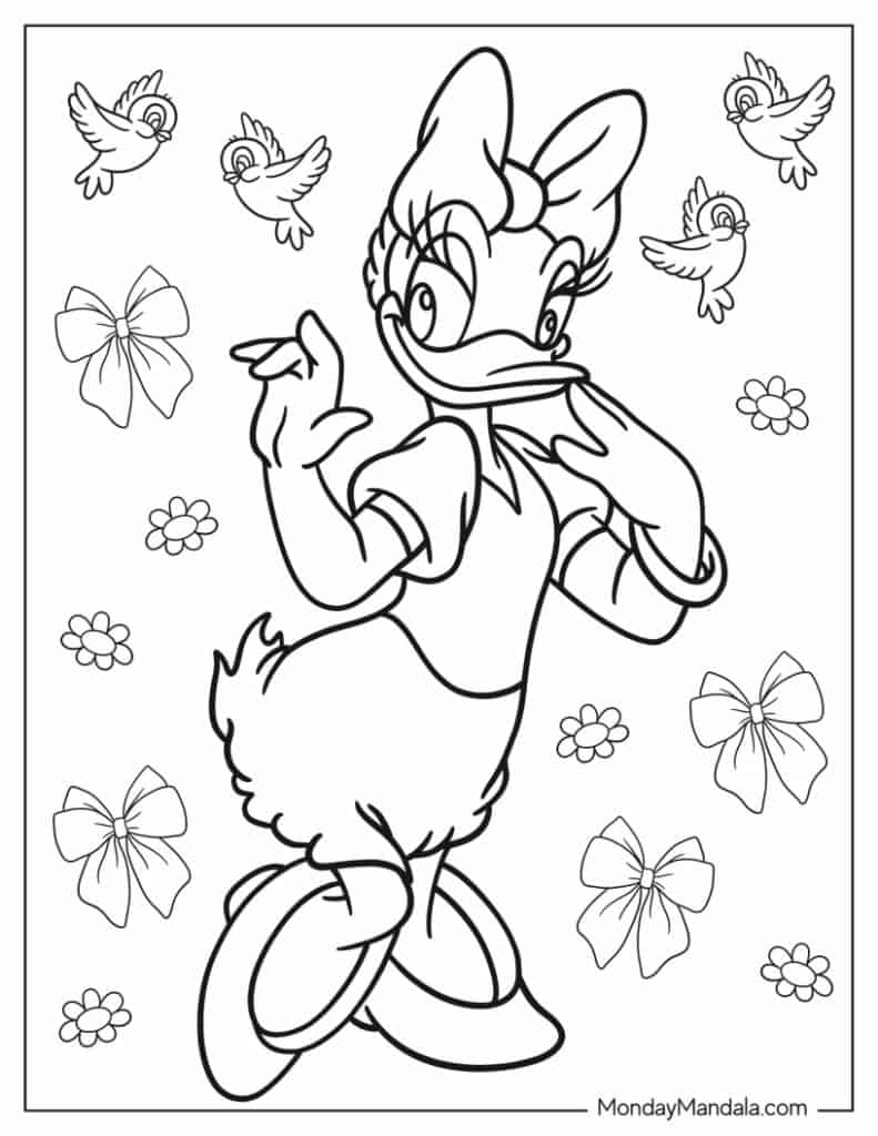 Daisy duck coloring pages free pdf printables