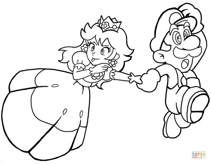 Princess daisy with mario super coloring mario coloring pages super mario coloring pages coloring pages