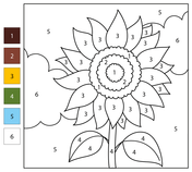 Flower color by number coloring pages free coloring pages