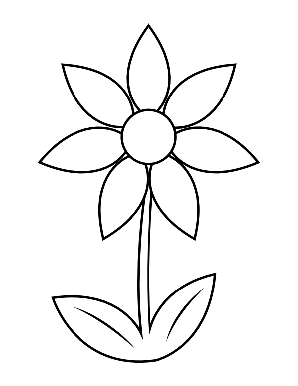 Printable flower with seven petals coloring page