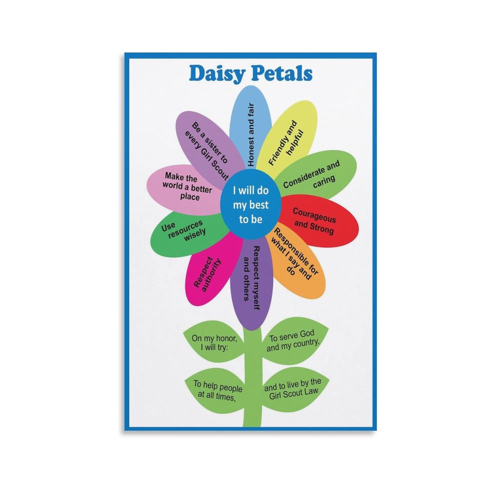 Girl scout daisy petals chart promise and law coloring pages daisy girl scout daisy petals troop canvas painting posters and prints wall art pictures for living room bedroom decor xinchxc posters