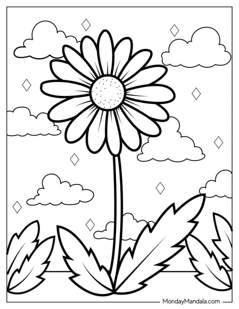 Daisy coloring pages free pdf printables