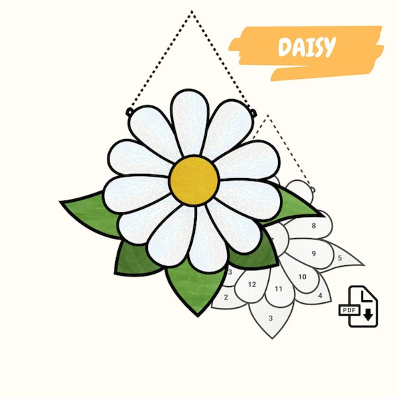 Daisy flower stained glass pattern beginner stained glass daisy pattern