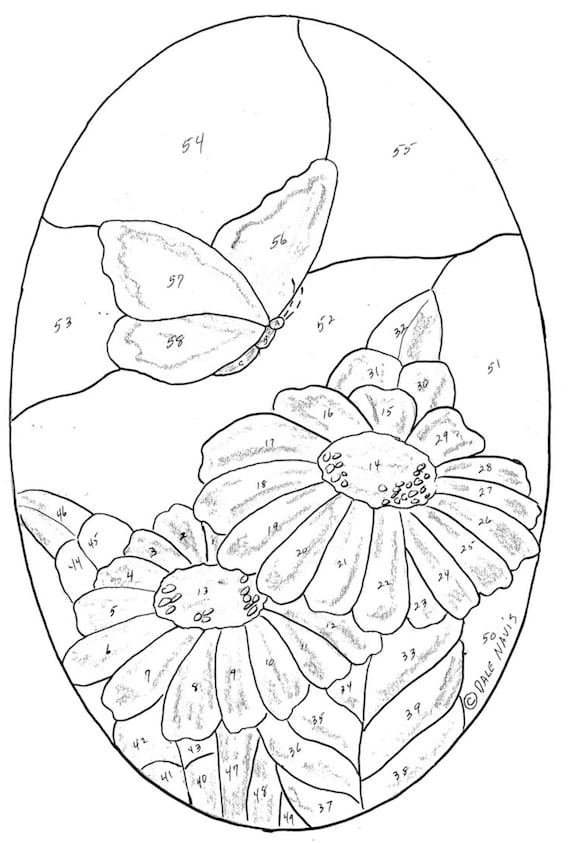 Butterfly daisy stained glass pattern digital download butterfly pattern daisy pattern floral stained glass pattern