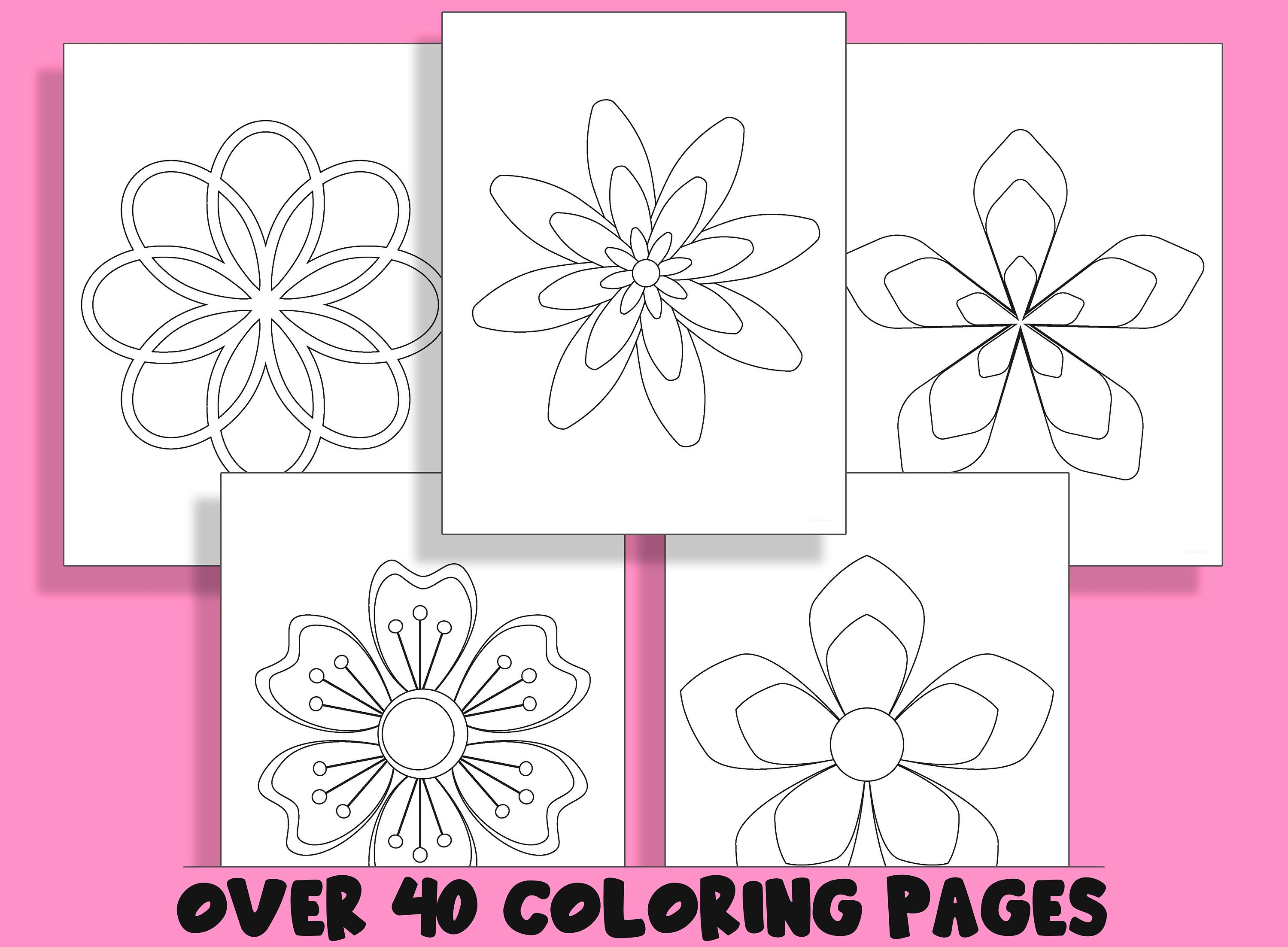 Simple flower coloring book printable coloring pages for kids a fun way for kids of all ages to develop creativity focus motor skills