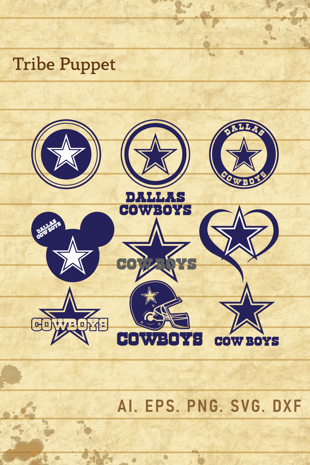 Dallas cowboys logo vector set