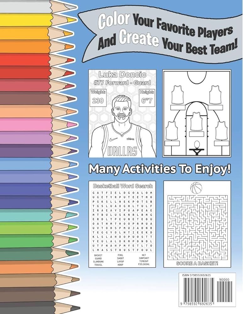 Dallas mavericks coloring book basketball activity book for kids adults lewis joel books