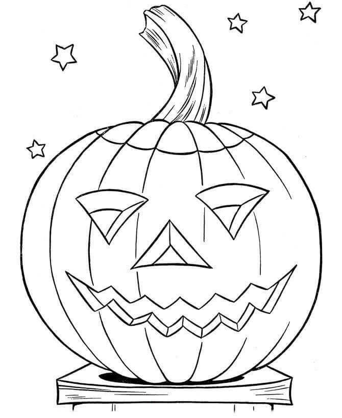 Pumpkin with stars coloring page