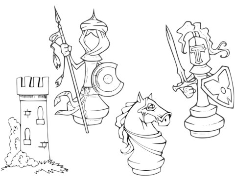 Cartoon chess pieces coloring page free printable coloring pages