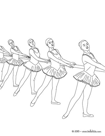 Ballet dancers training at the barre coloring pages