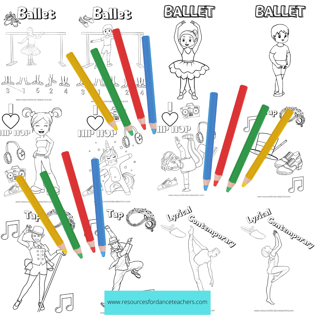 Dance styles coloring sheets