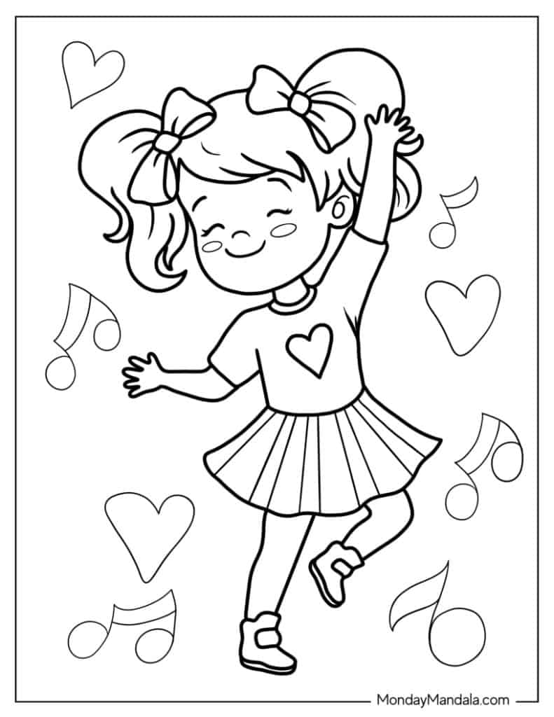 Dancing coloring pages free pdf printables