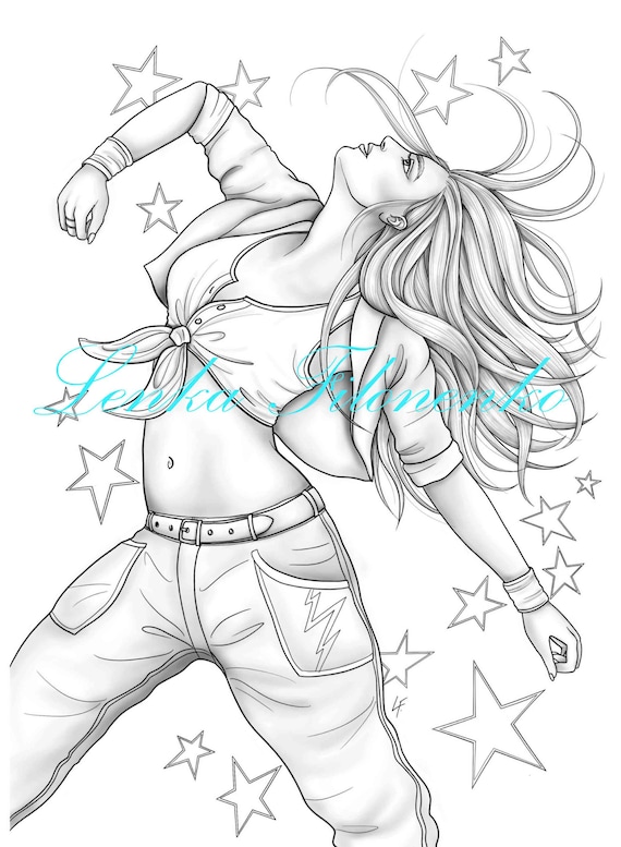 Coloring page for adults modern dancer grey scale coloring for adults pdf download and print