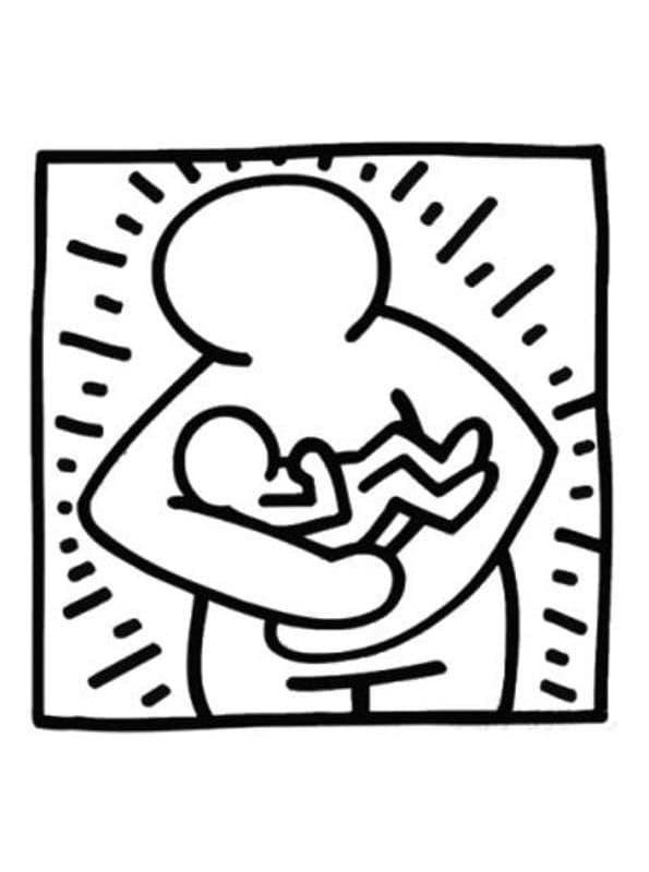 Mother and baby by keith haring coloring page