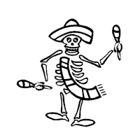 Dancing skeleton coloring pages