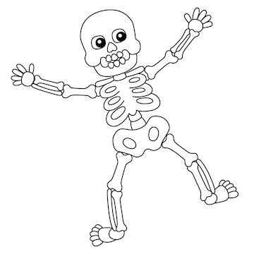 Premium vector dancing skeleton halloween coloring page isolated