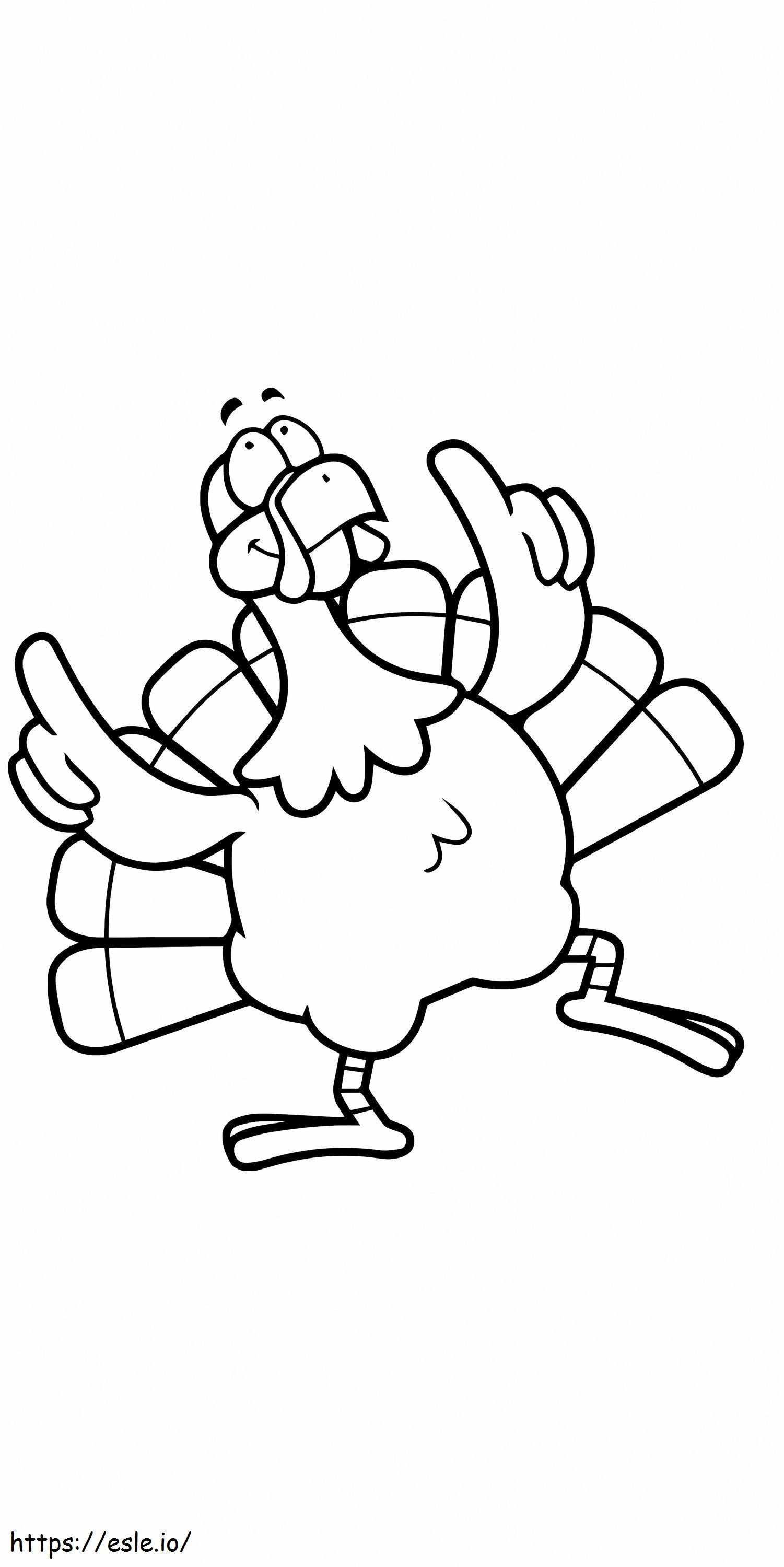 Dancing turkey coloring page