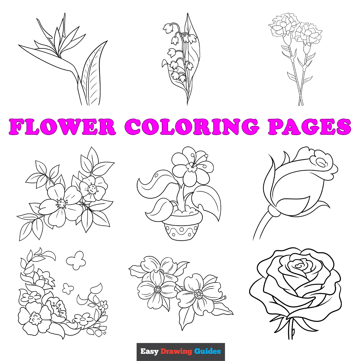 Free printable flower coloring pages for kids