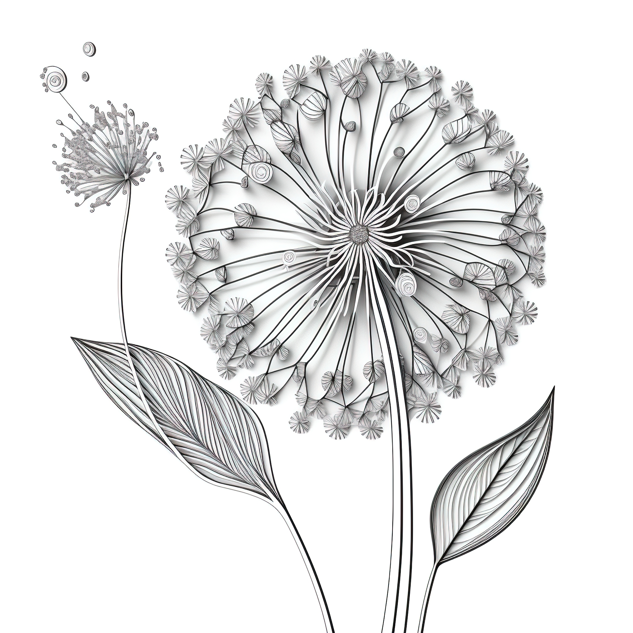 Dandelion coloring page for adults ðñðððððº