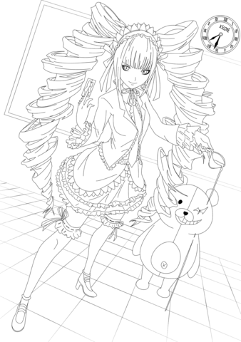 Celestia ludenberg the gambler from dangan ronpa coloring page free printable coloring pages