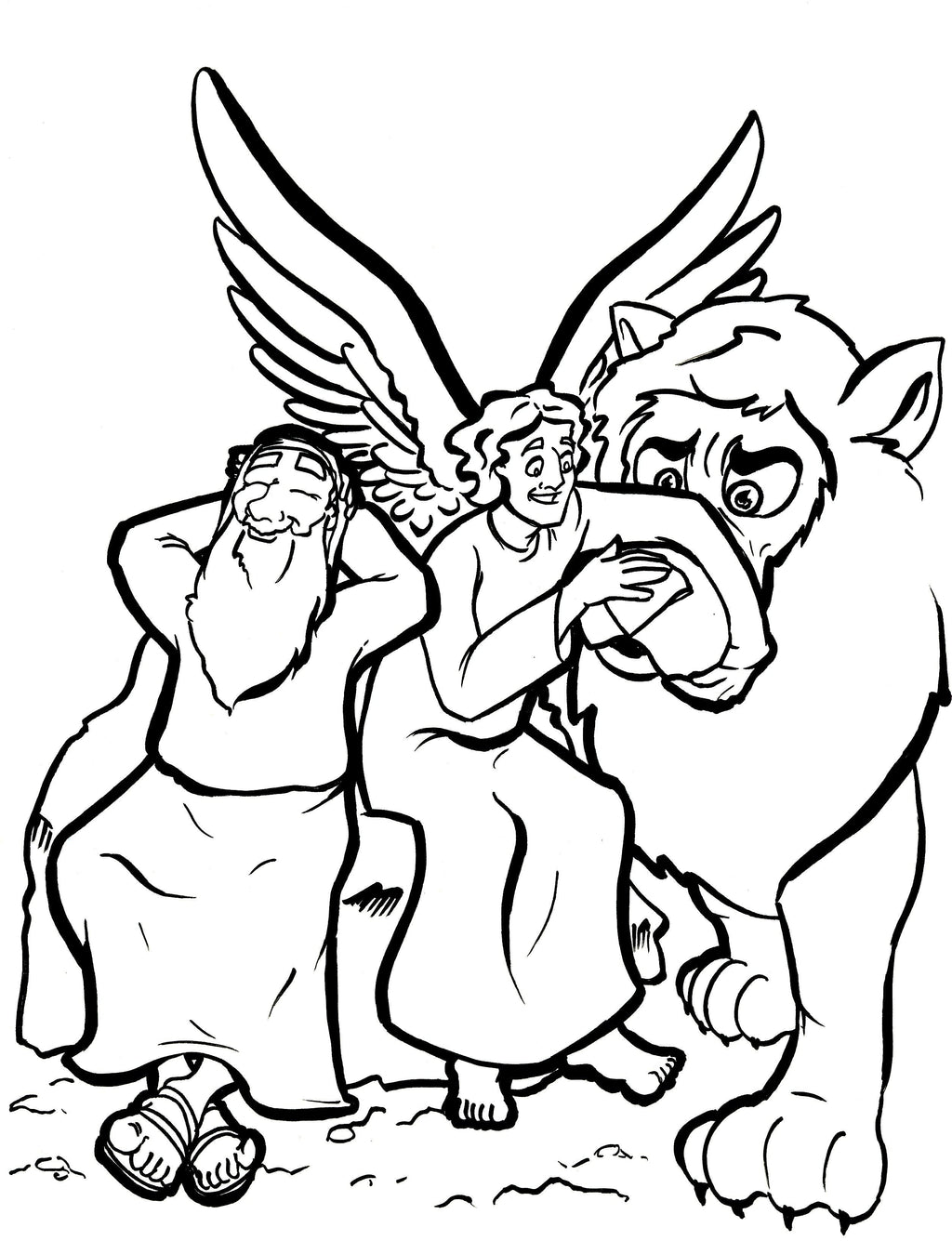 Daniel in the lions den coloring page