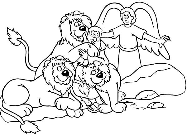 Daniel saved from an angel in daniel and the lions den coloring page daniel and the lions bible coloring pages bible coloring