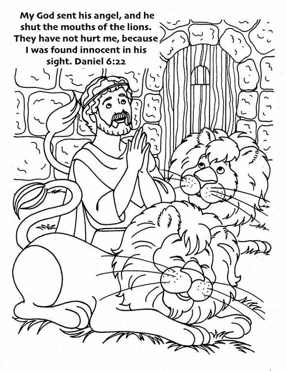 Daniel and the lions den coloring page