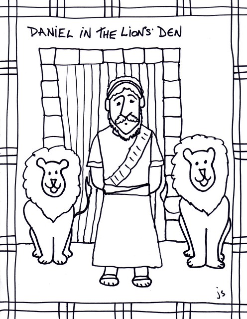 Daniel in lions den clip art coloring sheet â stushie art