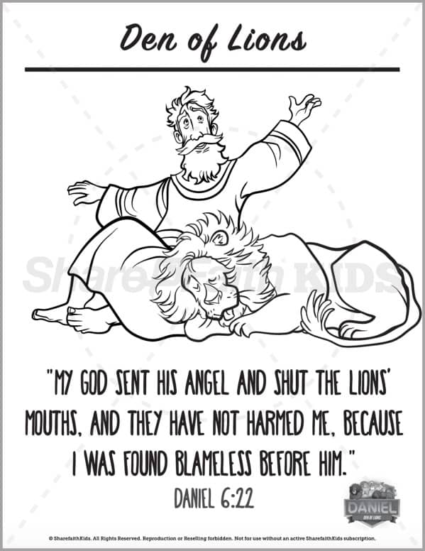 Daniel den of lions preschool coloring pages â