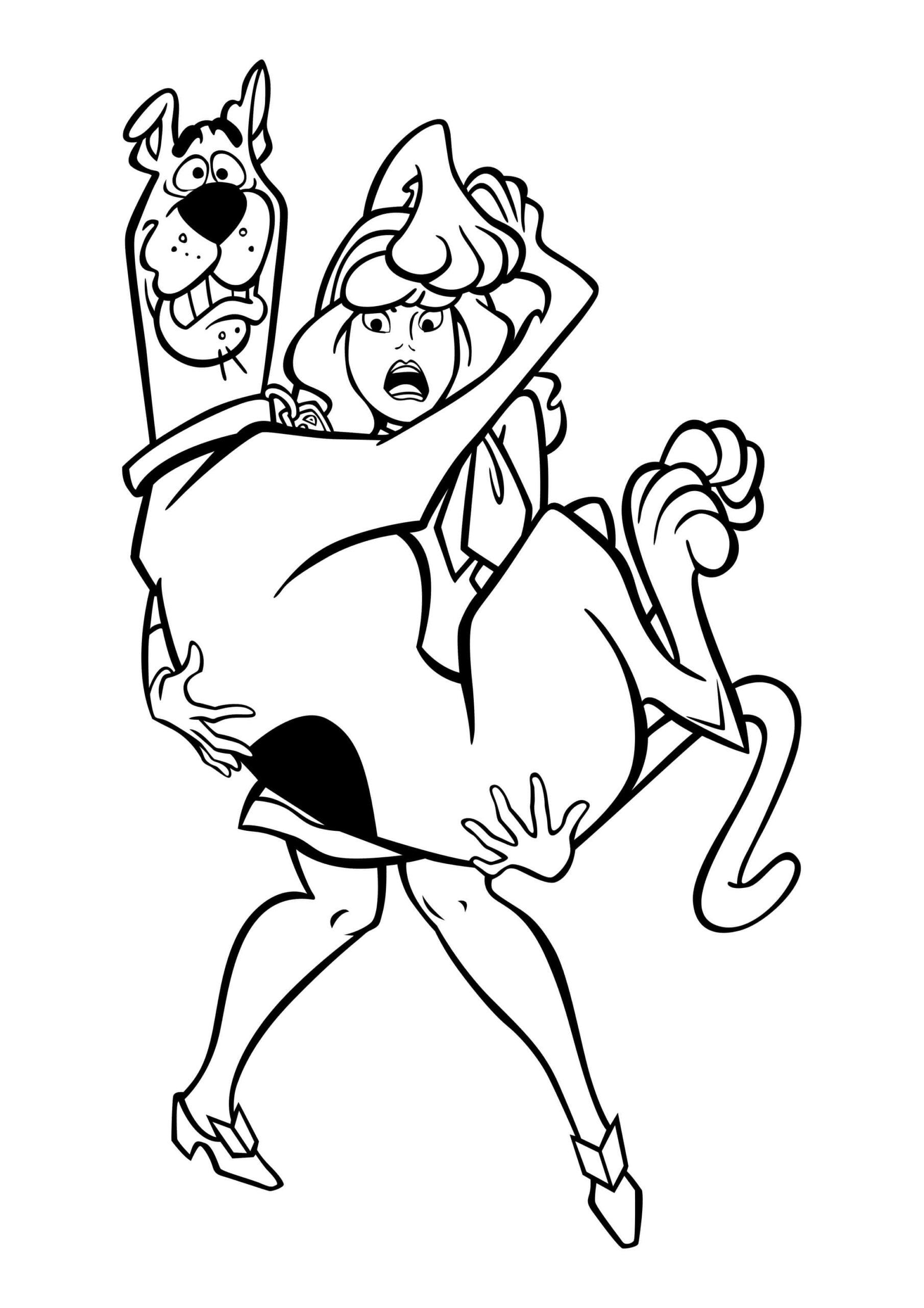 Daphne blake holding scobby doo coloring page