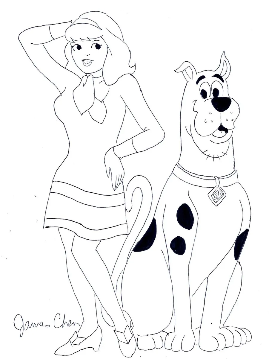 Daphne scooby doo original comic art black ink sketch r