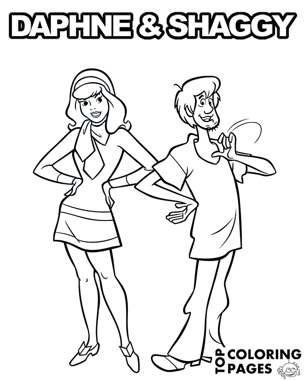 Cartoon daphne shaggy coloring sheet