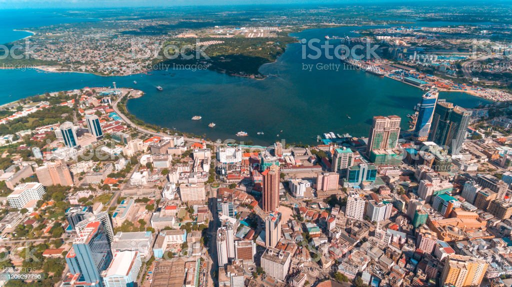 Aerial view of the haven of peace city of dar es salaam stock photo