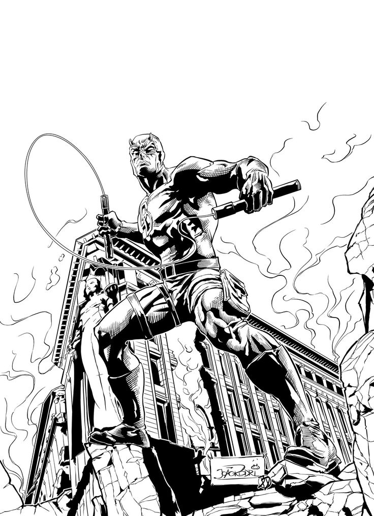 Daredevil classic inks daredevil art superhero coloring pages ic book art style